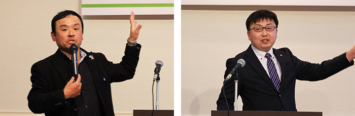 基調講演を行う加藤麻樹先生、交通安全教育部会の意見発表）